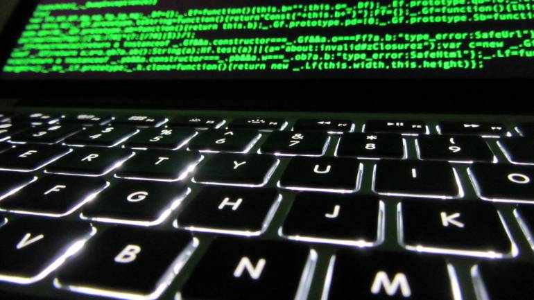 Coding on laptop