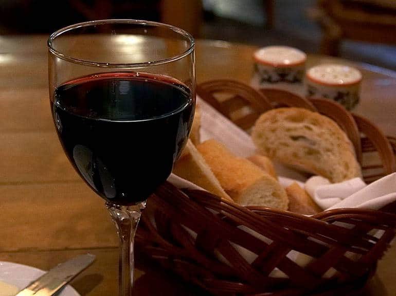 Red wine in an Italian restaurant