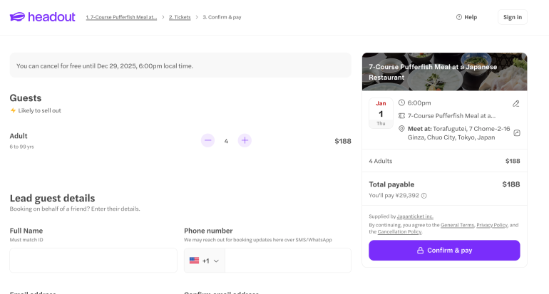 head out guest number