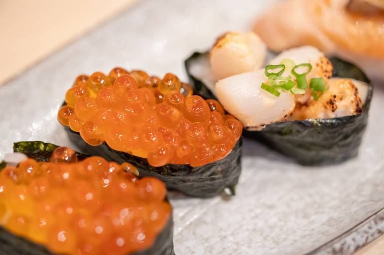 sushi set, Japanese food on plate