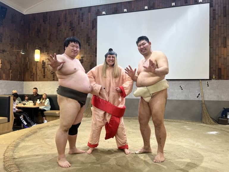 Sumo show at Yokozuna Tonkatsu Dosukoi Tanaka