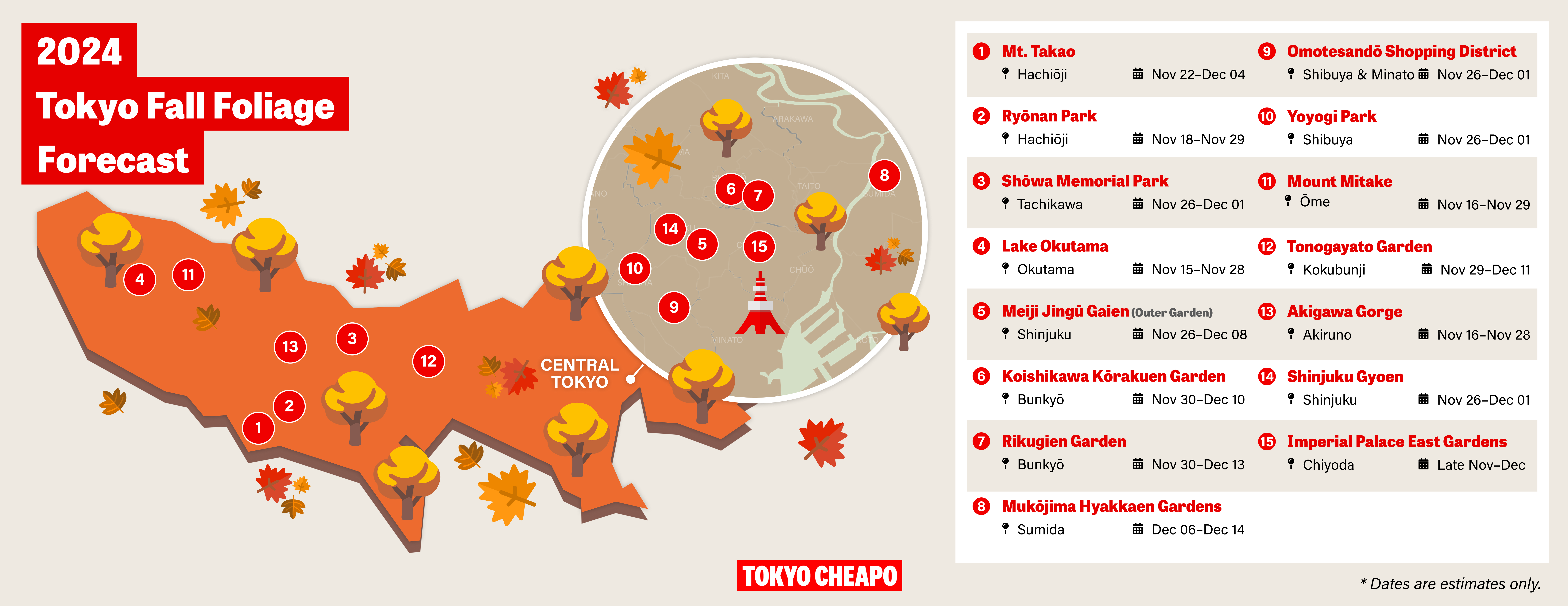 Tokyo Fall Foliage Forecast 2024 | Tokyo Cheapo