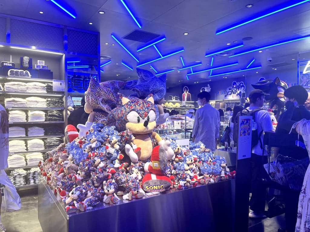 Sonic merch at the Sega Store Tokyo