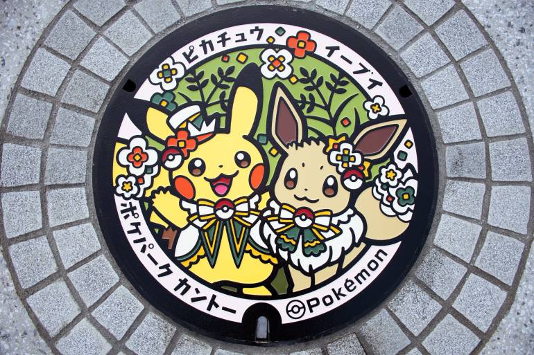 Pokemon manhole at PokePark KANTO in Tokyo