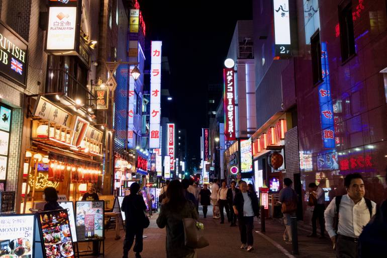 Shimbashi at night