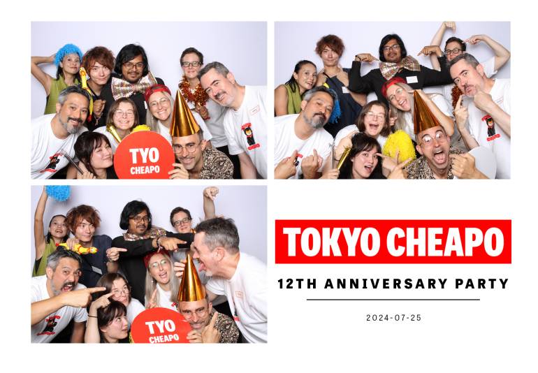 Tokyo Cheapo team at the 12th anniversary photo booth