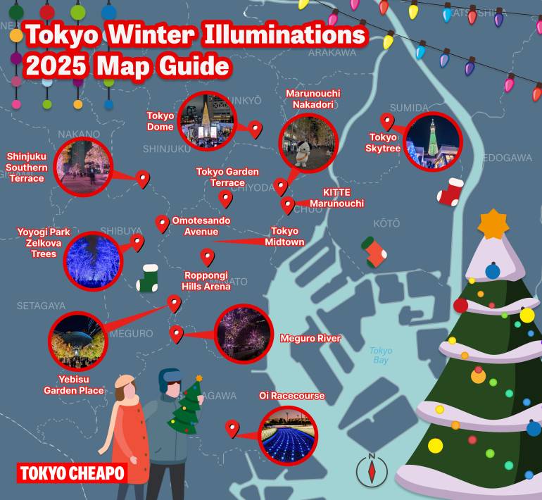 Map Guide - Winter Illuminations in Tokyo