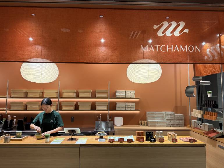 Staff preparing matcha at the Matchamon counter, TOFROM YAESU TOWER
