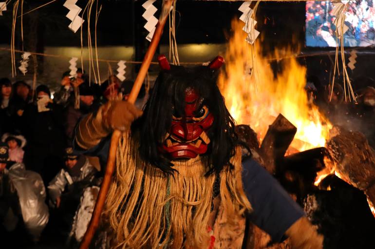 Namahage folk figures at the Namahage Sedo Festival, Oga Peninsula, Akita