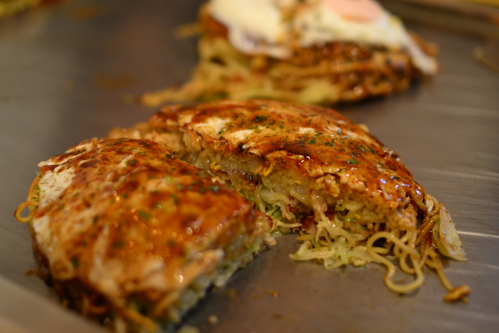 Sliced Okonomiyaki