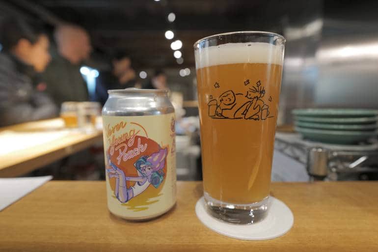 Peach beer at Stand Umineko Koto