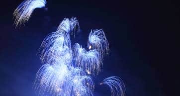Japanese traditional fireworks against the night sky in Japan