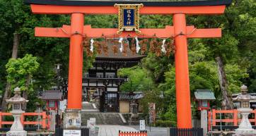 Kyoto, Japan - June 12 2023 : Matsunoo Taisha Shrine Torii Gate.