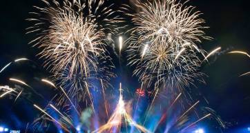 Fireworks and drone show over Expo '70 Commemorative Park, Osaka