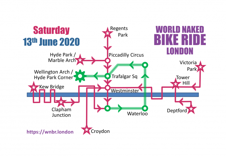 London Naked Bike Ride Map
