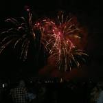 People watching a firework display