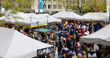 A busy food market in London