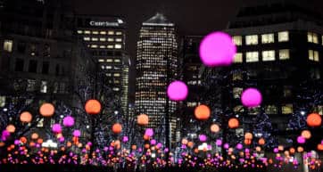 A colourful light display in London