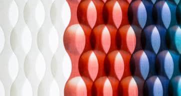 A red white and blue textured graphic