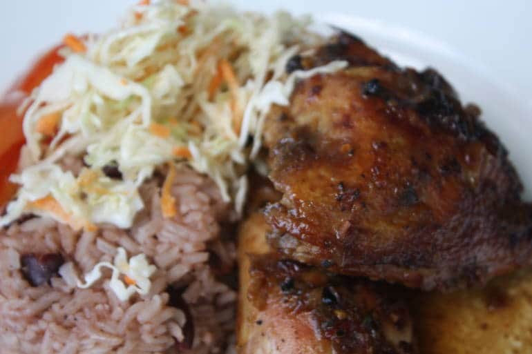 A plate of Jerk Chicken
