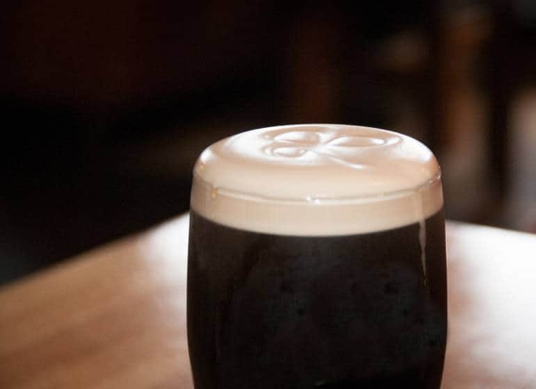 Guiness with shamrock paddy's day