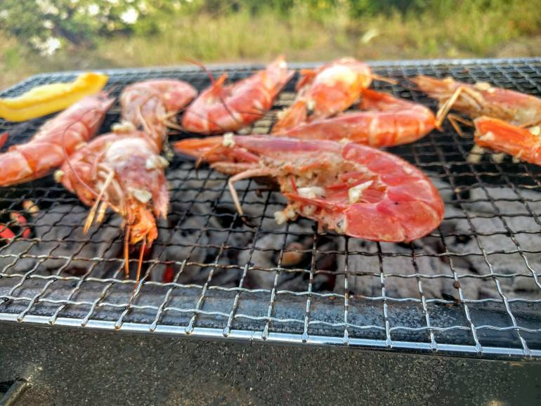 BBQ in London with king prawns