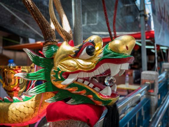 Traditional painted dragon head